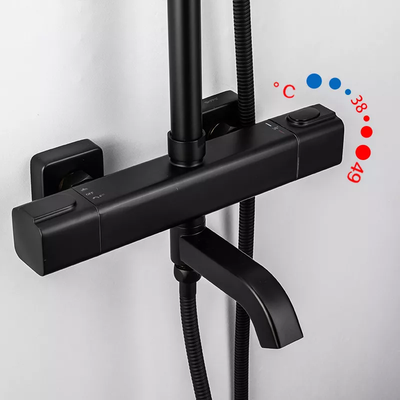 GAPPO Душова система з термостатом G2491-6, вилив - перемикач на лійку, чорний