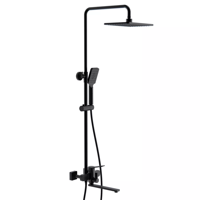 Frap Душева система F2462, поворотний вилив - перемикач на лійку, 3 режими, чорний