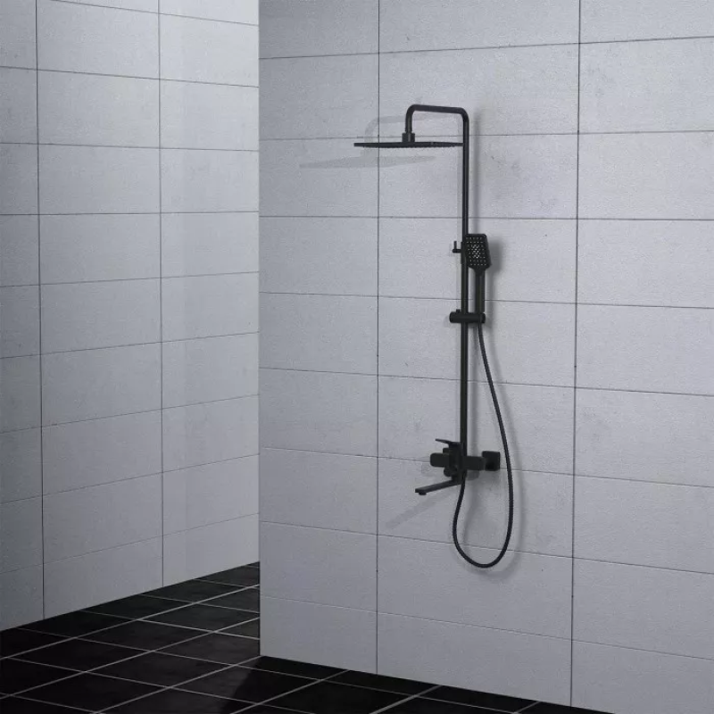 Frap Душева система F2462, поворотний вилив - перемикач на лійку, 3 режими, чорний