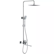 Frap Душева система F2461, поворотний вилив - перемикач на лійку, 3 режими, білий/хром