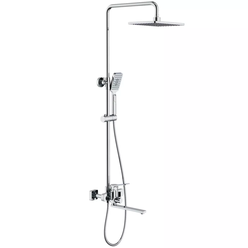 Frap Душева система F2461, поворотний вилив - перемикач на лійку, 3 режими, білий/хром