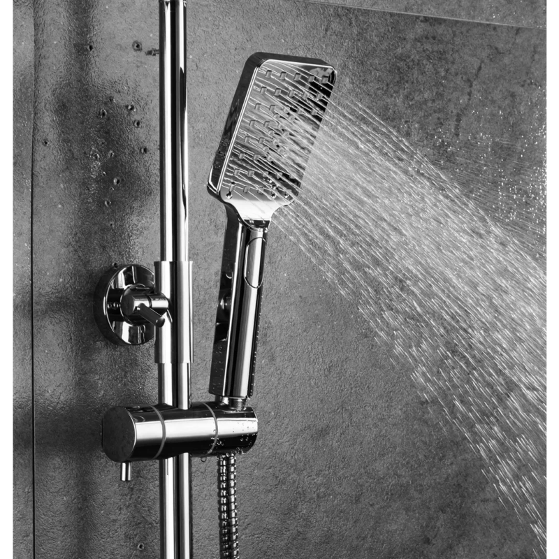 Frap Душева система F2461, поворотний вилив - перемикач на лійку, 3 режими, білий/хром