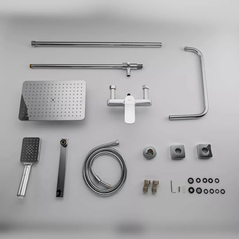 Frap Душева система F2461, поворотний вилив - перемикач на лійку, 3 режими, білий/хром