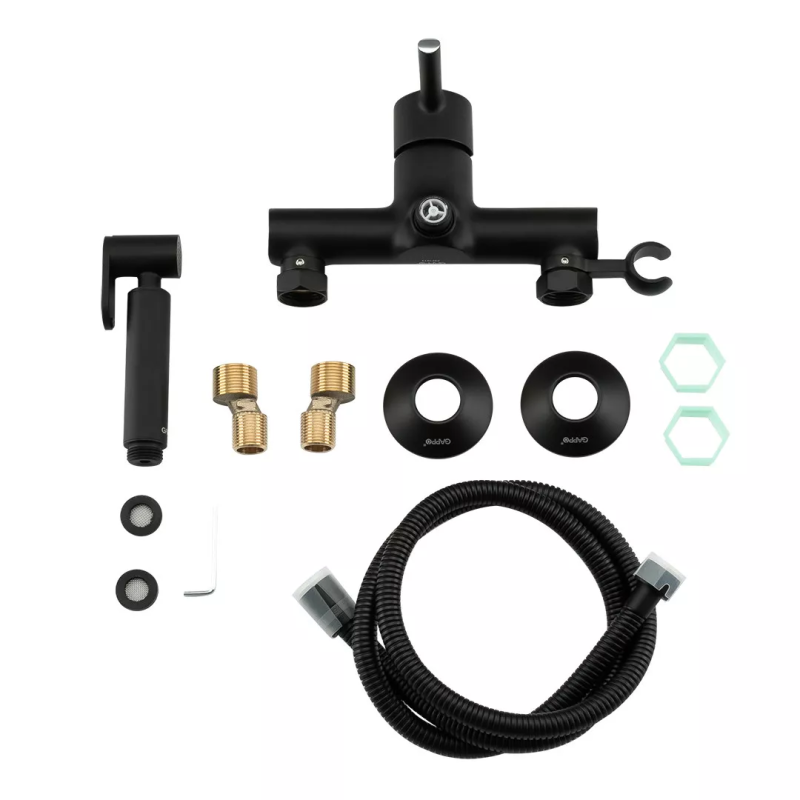 GAPPO Змішувач з гігієнічною лійкою G2003-6, чорний/хром