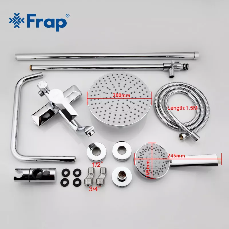 Frap Душова система з верхнім душем F2418, вилив, лійка 4 режими, хром