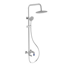 Frap Душева система F2434, поворотний вилив - перемикач на лійку, білий/хром