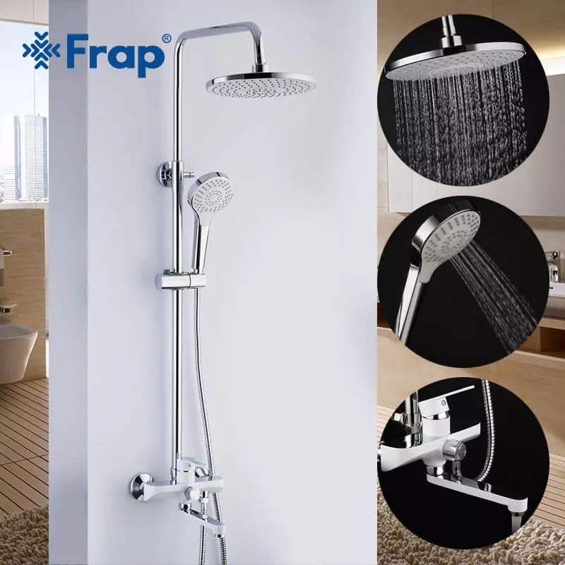 Frap Душова система F2441 з поворотним виливом, білий/хром