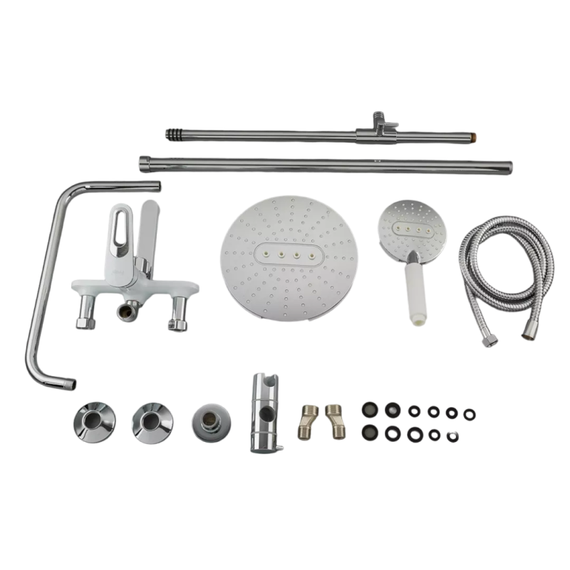 Frap Душова система F2449, поворотний вилив - перемикач на лійку, 3 режими, білий/хром