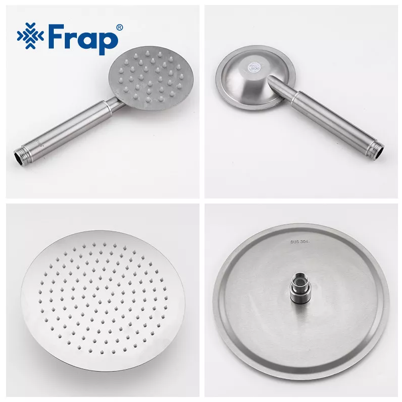Frap Душова система F24801, поворотний вилив - перемикач на лійку, 1 режим, нержавіюча сталь
