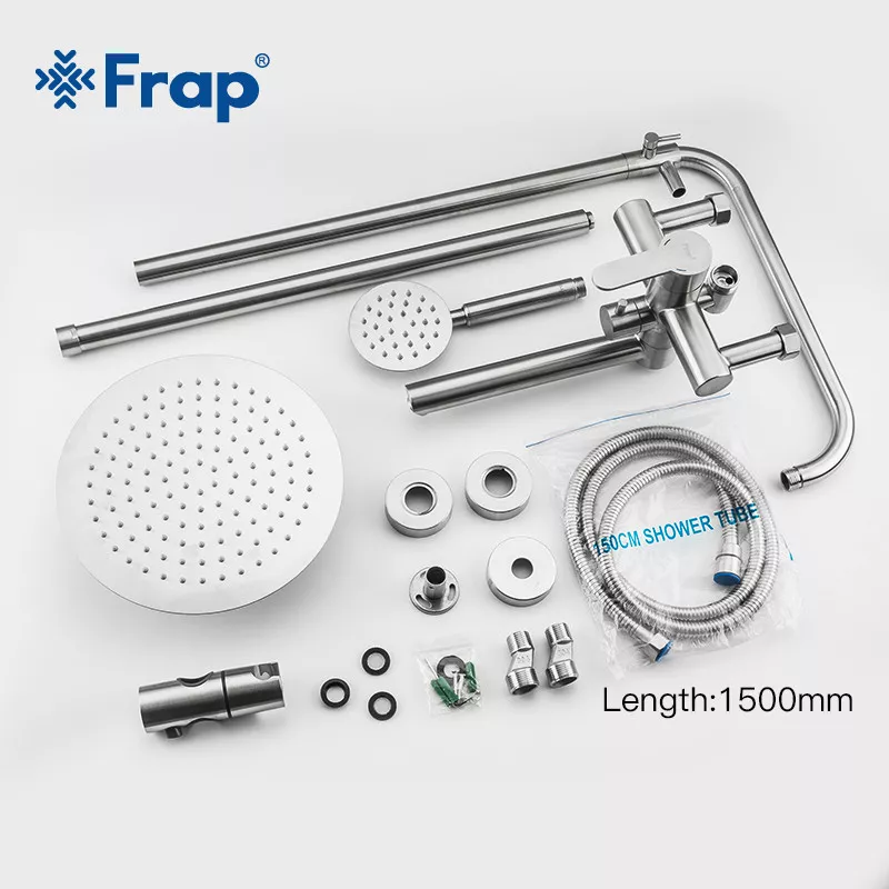 Frap Душова система F24801, поворотний вилив - перемикач на лійку, 1 режим, нержавіюча сталь