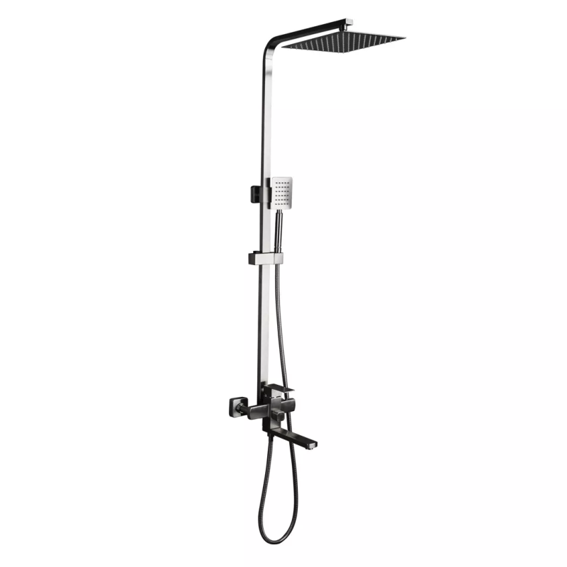 Frap Душова система F24802, поворотний вилив - перемикач на лійку, 1 режим, нержавіюча сталь