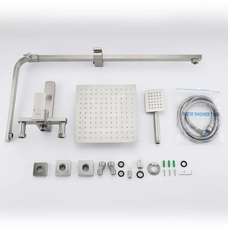 Frap Душова система F24802, поворотний вилив - перемикач на лійку, 1 режим, нержавіюча сталь