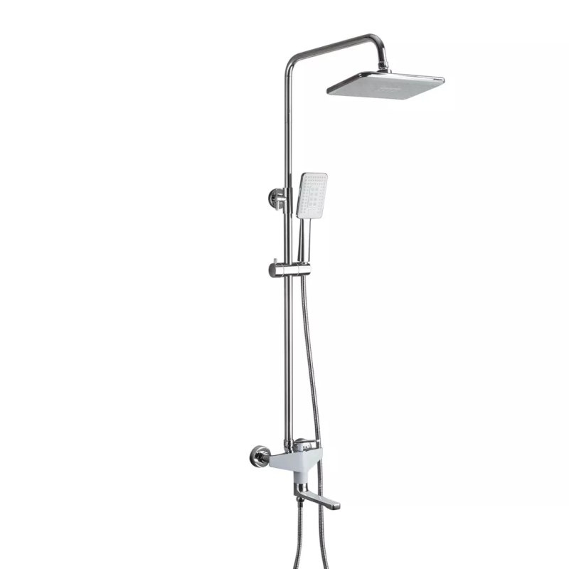 Frap Душова система F2458, поворотний вилив - перемикач на лійку/душ, 3 режими, білий/хром