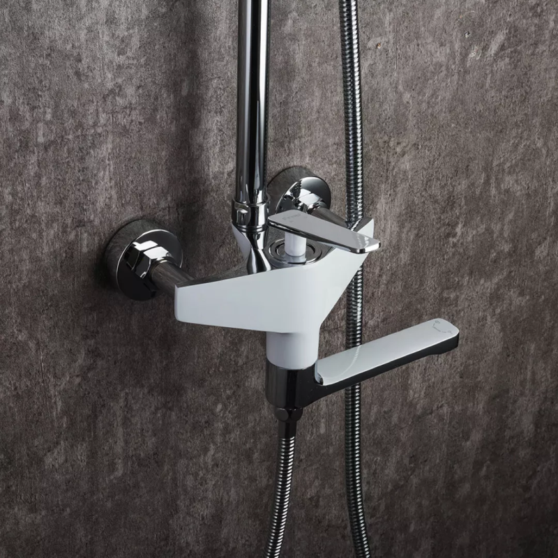 Frap Душова система F2458, поворотний вилив - перемикач на лійку/душ, 3 режими, білий/хром