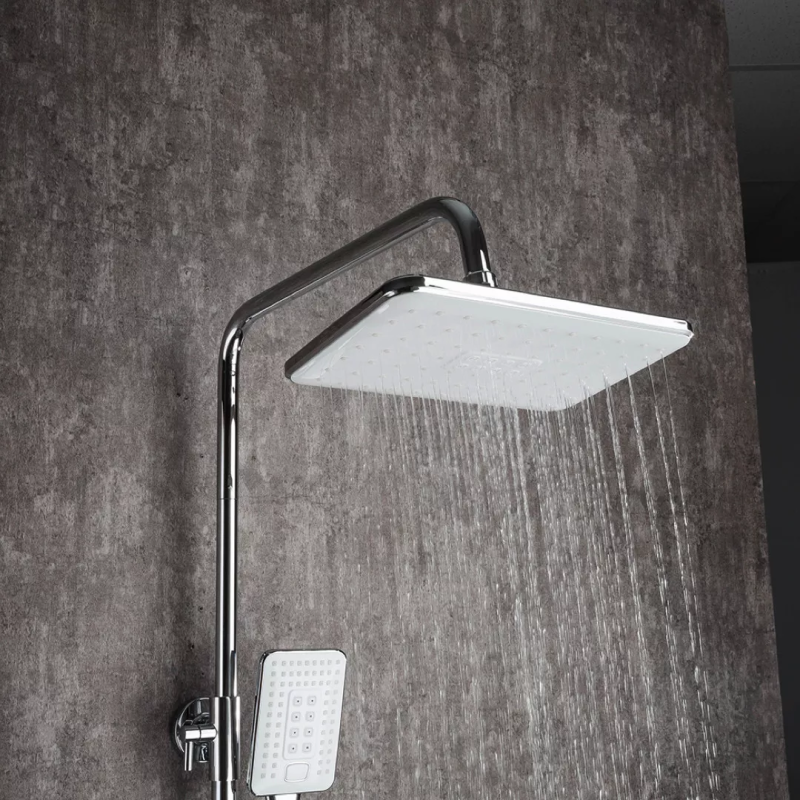 Frap Душова система F2458, поворотний вилив - перемикач на лійку/душ, 3 режими, білий/хром