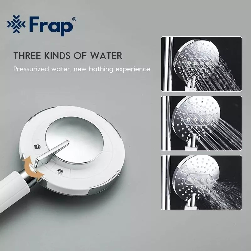 Frap Душова система F2449-20, перемикач на лійку, 3 режими, білий/хром