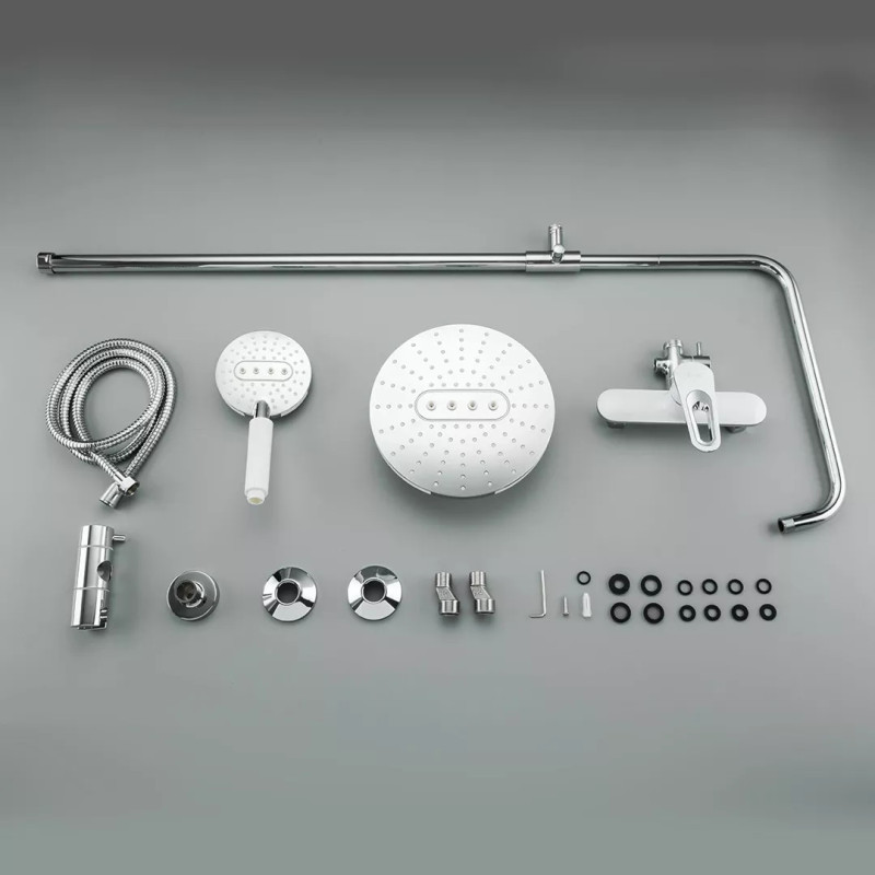 Frap Душова система F2449-20, перемикач на лійку, 3 режими, білий/хром