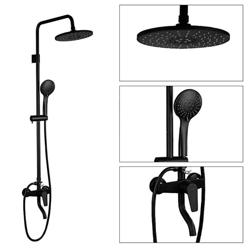 Frap Душова система F2429, вилив - перемикач на лійку, 5 режимів, чорний