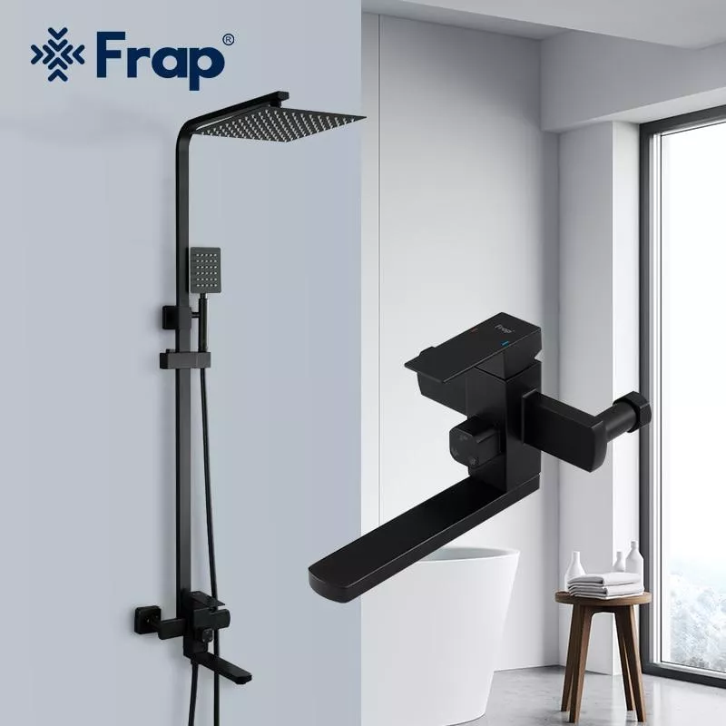 Frap Душова система F24802-6, вилив - перемикач на лійку, 1 режим, чорний