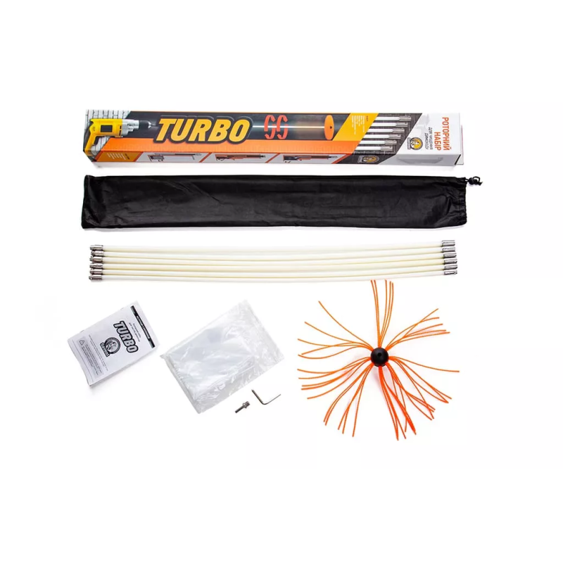 SAVENT Набор для очищения дымоходов . "Savent TURBO"(6 руч.,щетка 450мм нейлон,переходник,ключ,пленка,инстр.) (90203535)