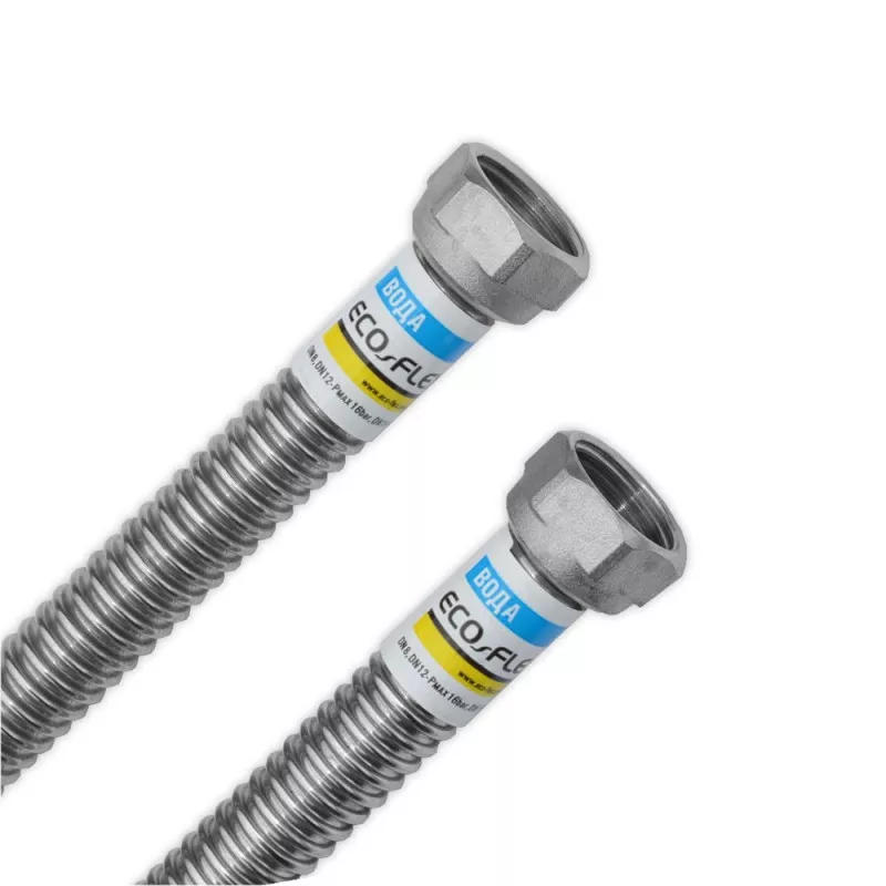 ECO-FLEX Нержавіючий гнучкий шланг Вода/Стандарт 60 см гайка-гайка 1/2"