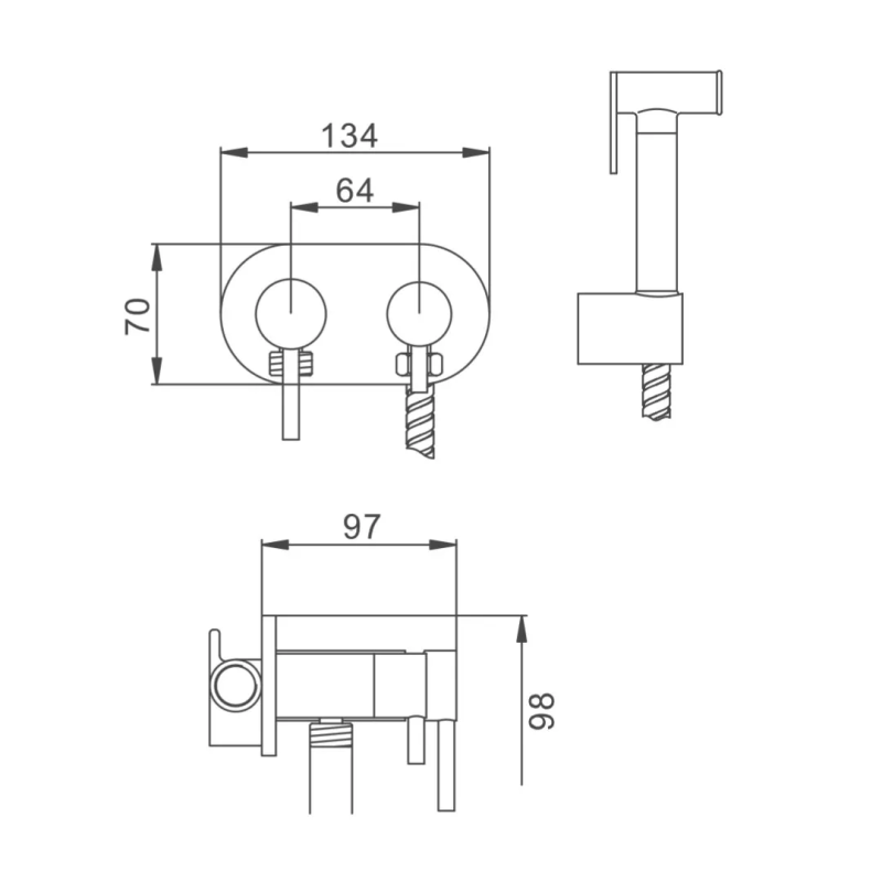 Frap Гігієнічний душ F7508 з приладовим краном 1/2", хром