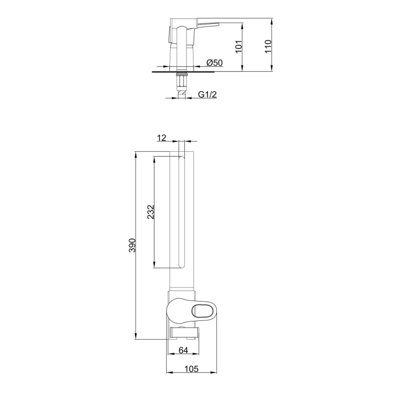 Frap Гігієнічний душ F1250-2 з кріпленням під унітаз, хром