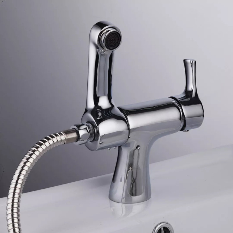 Frap Змішувач для умивальника F1252 з гігієнічним душем, хром