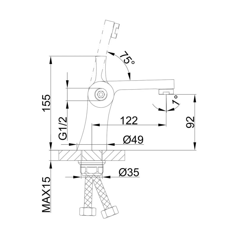 Frap Змішувач для умивальника F1252 з гігієнічним душем, хром