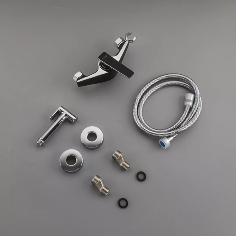 Frap Змішувач для душу з гігієнічною лійкою F2057, чорний/хром