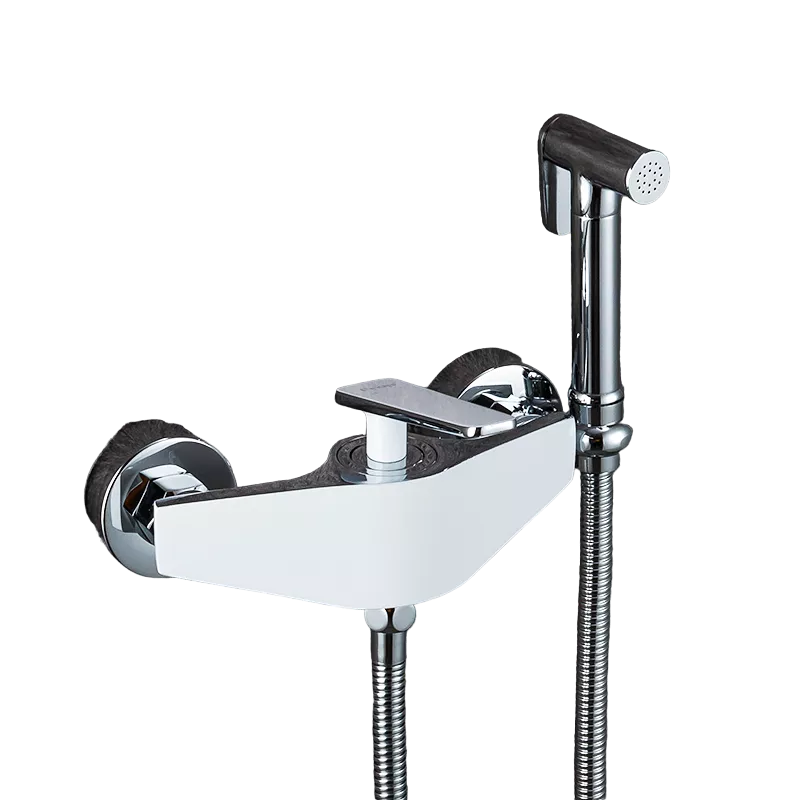 Frap Змішувач для душу з гігієнічною лійкою F2058, білий/хром