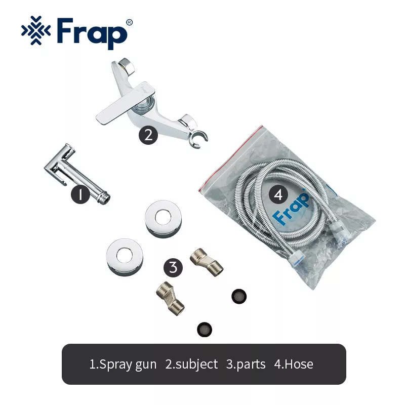 Frap Змішувач для душу з гігієнічною лійкою F2058, білий/хром