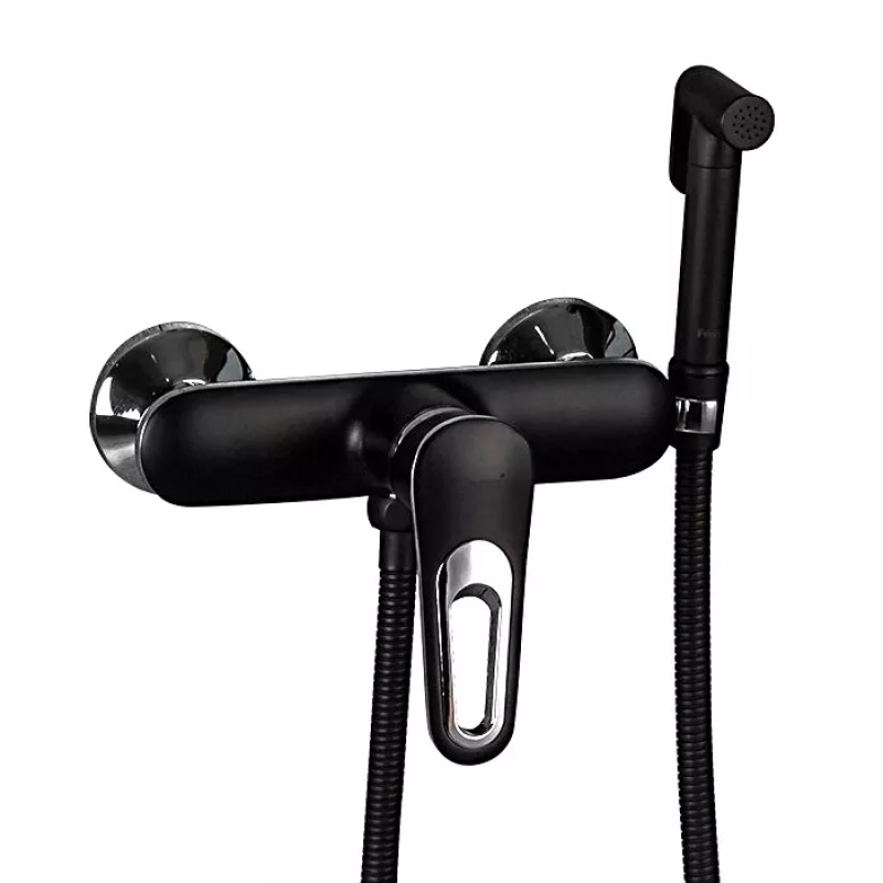 Frap Змішувач для душ з гігієнічною лійкою F2049-6, чорний/хром