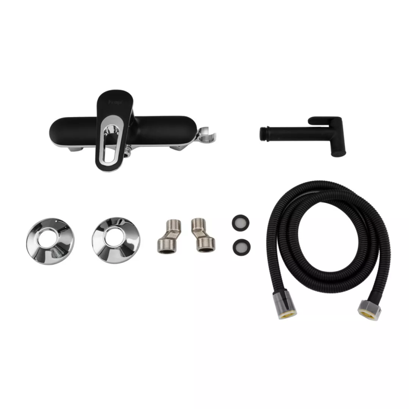 Frap Змішувач для душ з гігієнічною лійкою F2049-6, чорний/хром