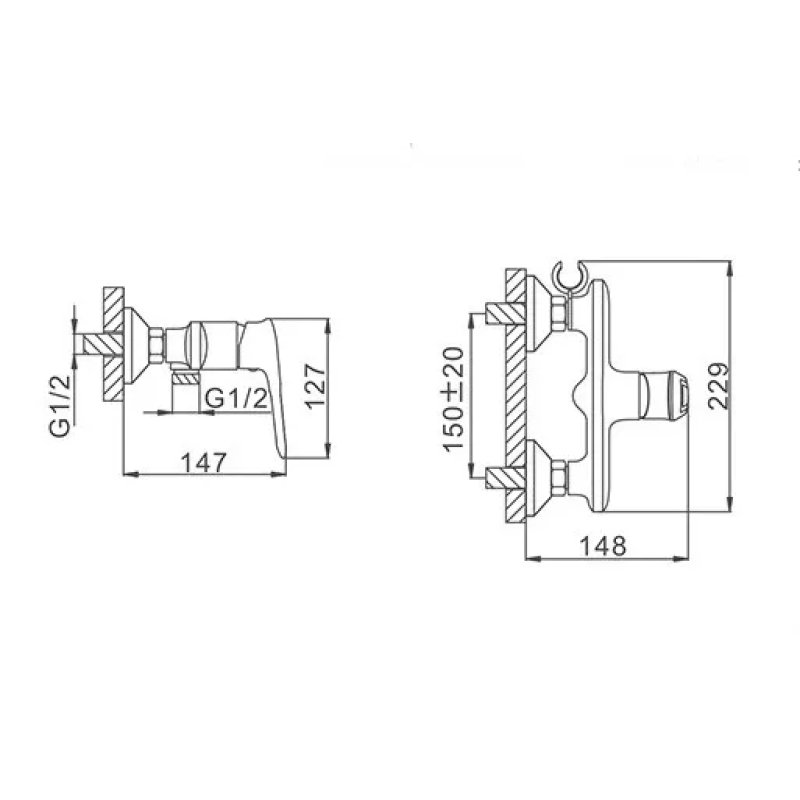 Frap Змішувач для душ з гігієнічною лійкою F2049-6, чорний/хром