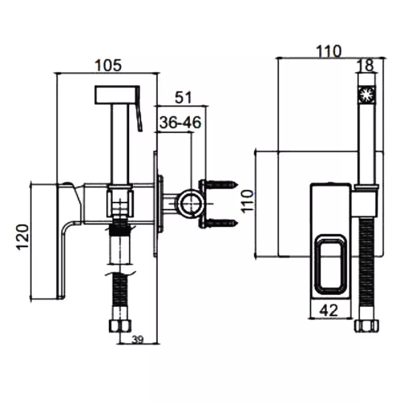 GAPPO Гігієнічний душ G7217-6, чорний