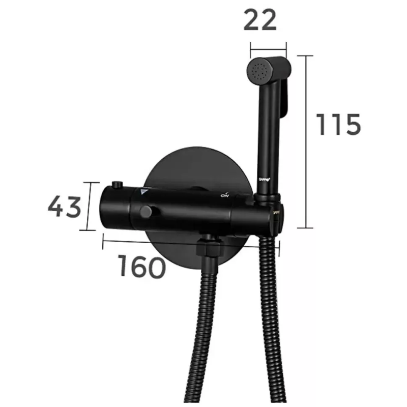 GAPPO Гігієнічний душ G7290-6 з термостатом та гачком, чорний
