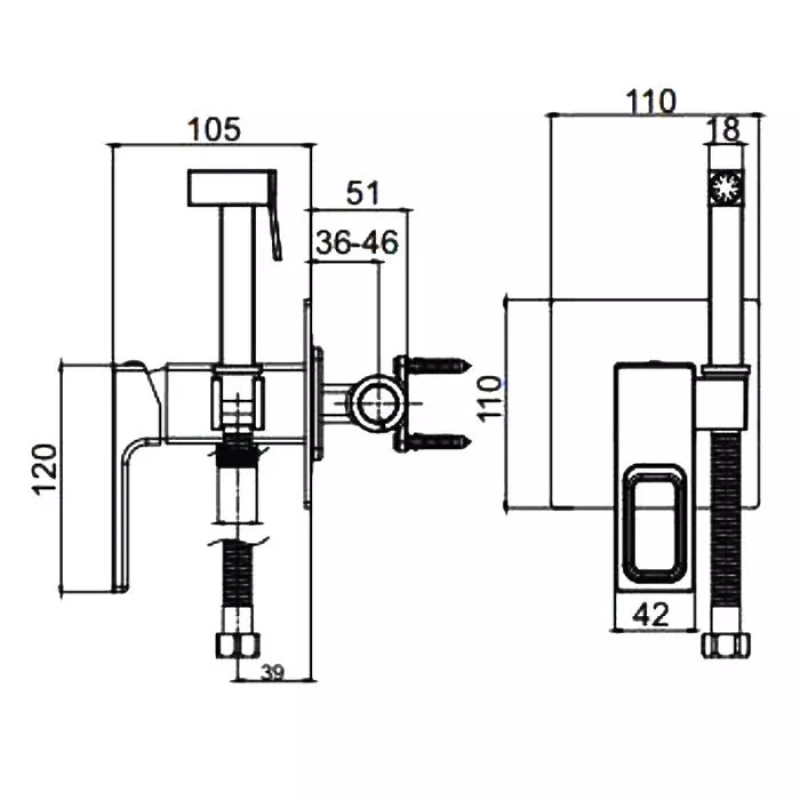 GAPPO Гігієнічний душ, що вбудовується G7217-9, збройова сталь