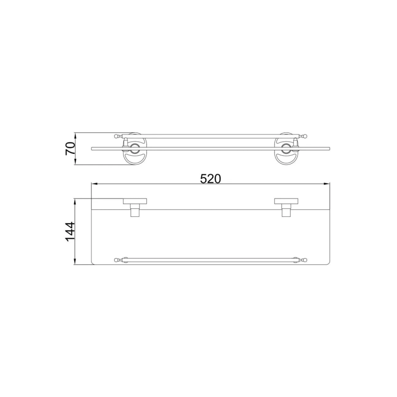 Frap Скляна поличка F1907, хром, 520 мм
