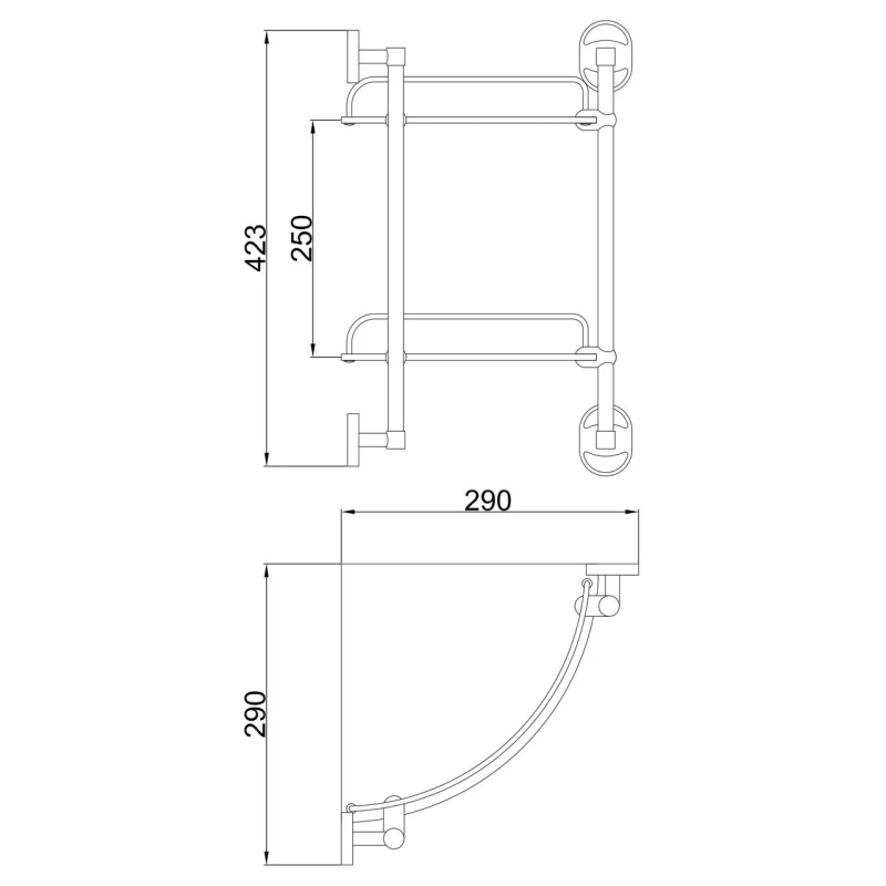 Frap Полиця скляна кутова F1907-2, 2-х ярусна, 290х290 мм