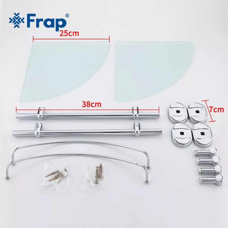 Frap Полиця скляна кутова F1907-2, 2-х ярусна, 290х290 мм