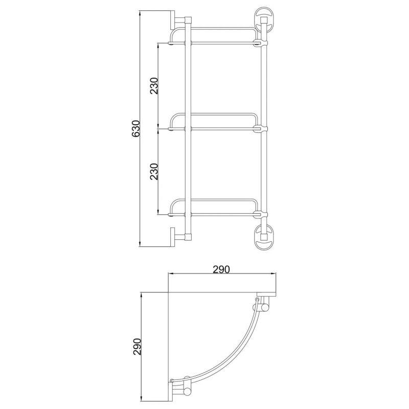 Frap Скляна полиця кутова F1907-3, 3-х ярусна, 290х290 мм
