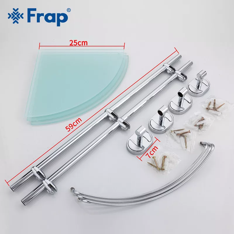 Frap Скляна полиця кутова F1907-3, 3-х ярусна, 290х290 мм