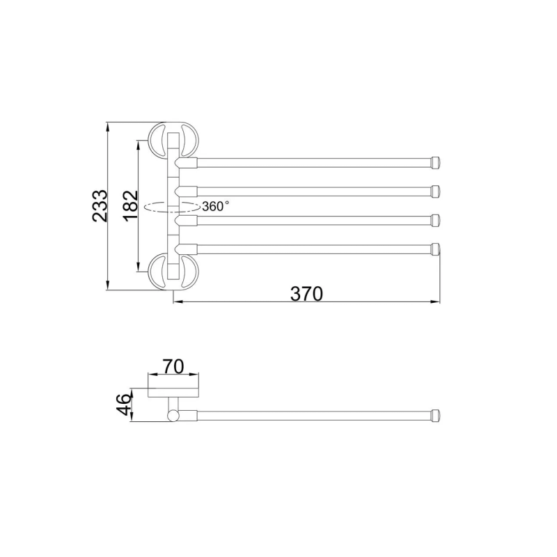 Frap Тримач для рушника F1914 поворотний 4-й, 370 мм