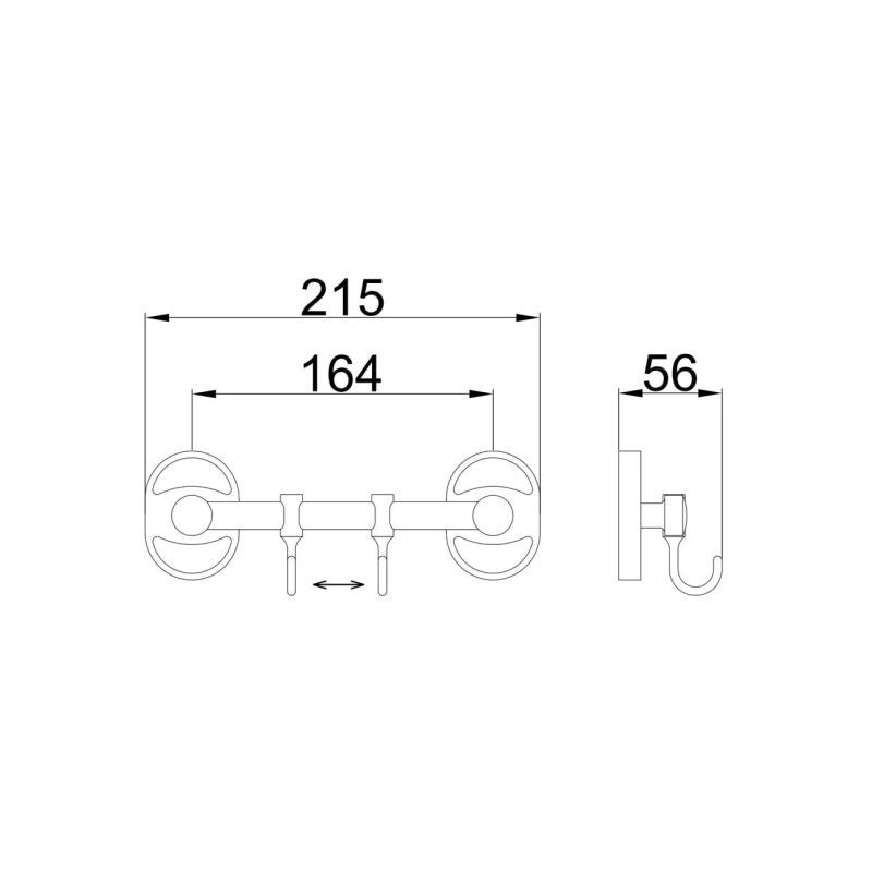 Frap Вішалка F1915-2 на 2 рухомих гачка 190 мм, хром