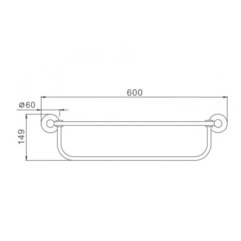 Frap Полиця з тримачем для рушників F30124, нержавіюча сталь, 600 мм