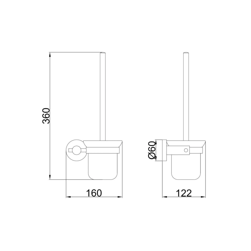 Frap Йорж для унітазу настінний F30210, нержавіюча сталь, чорний