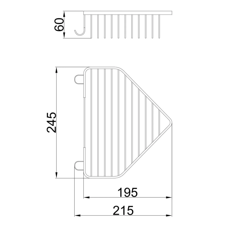 Frap Полиця металева кутова F335, 240х60 мм, хром