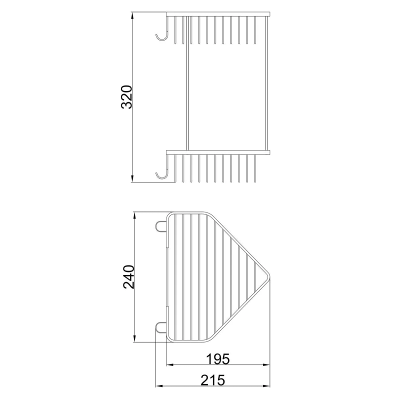 Frap Полиця кутова F335-1, 2-х ярусна, 240х320 мм, хром