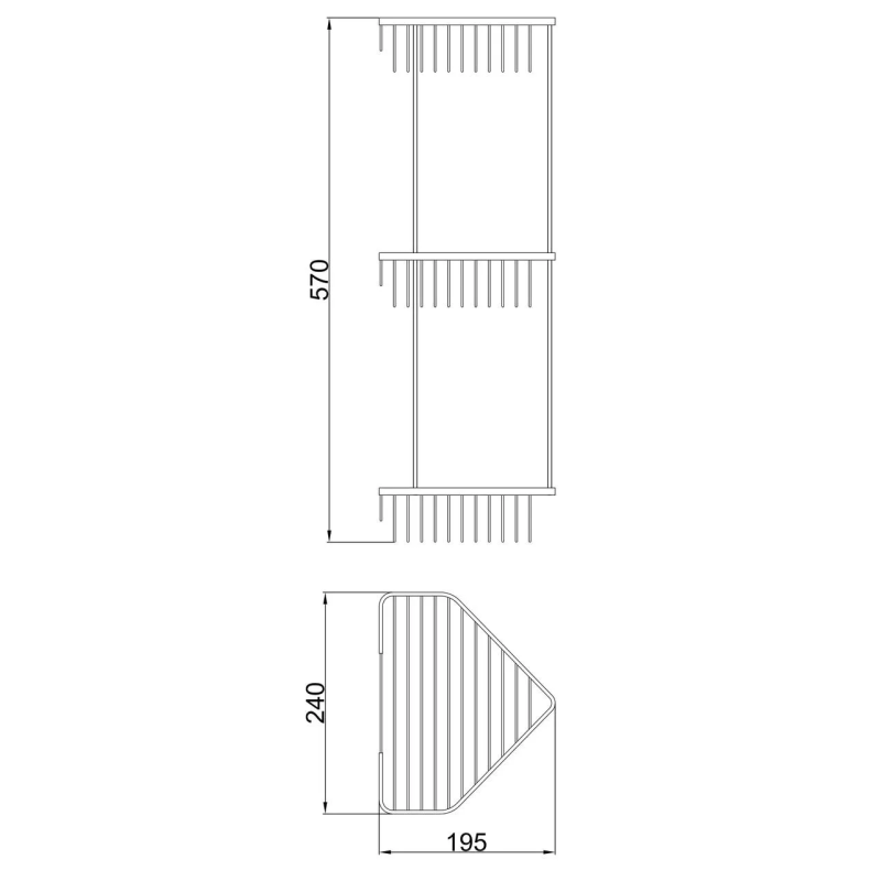 Frap Полиця кутова F335-2, 3-х ярусна, 240х570 мм, хром